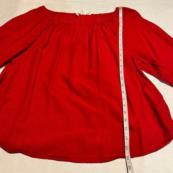H&M Red Peasant Style Career Top Blouse Women's M Medium - Picture 8 of 9